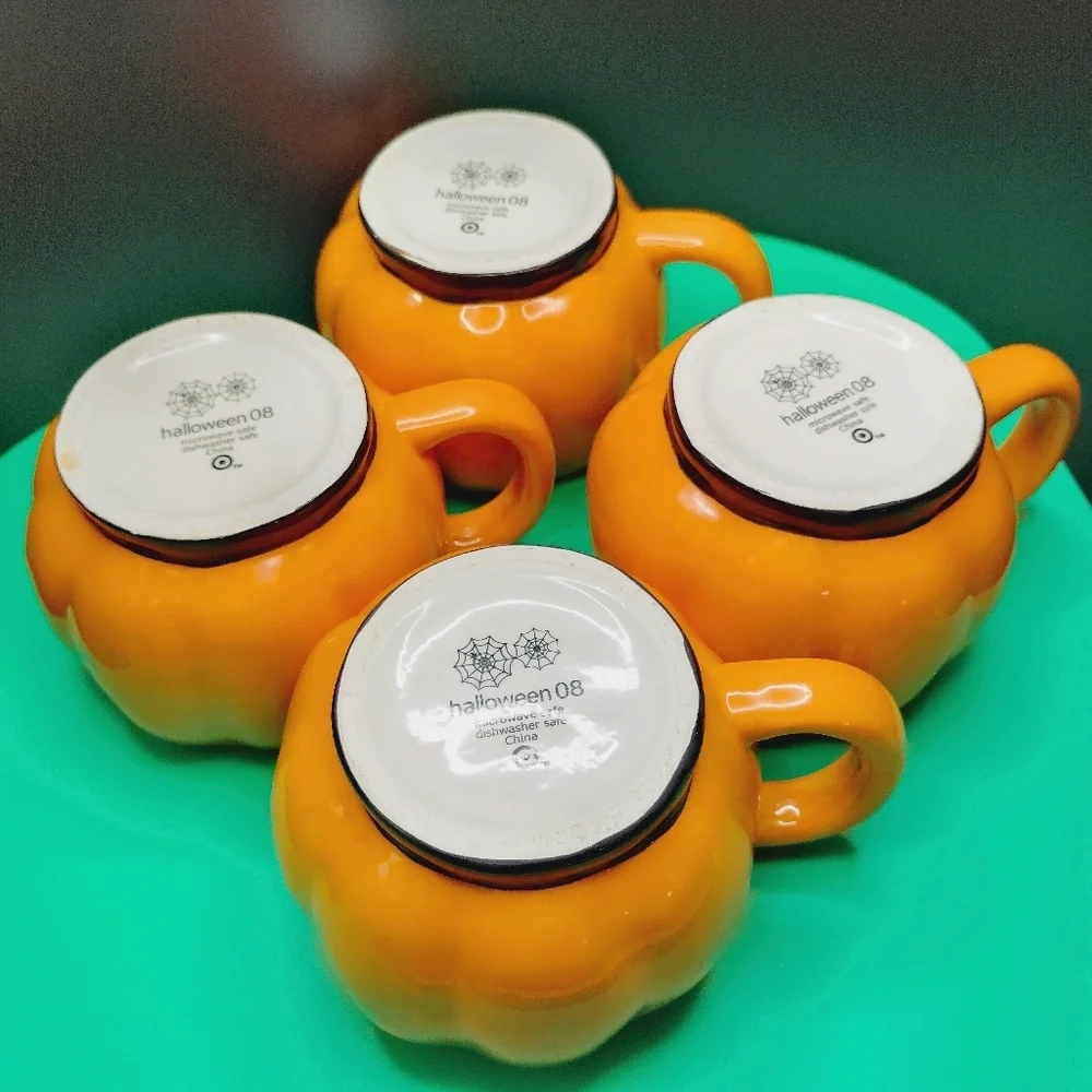 4 Retro Target Halloween Jack O' Lantern Mugs Pumpkin Face Ceramic 2008 … - Picture 8 of 12
